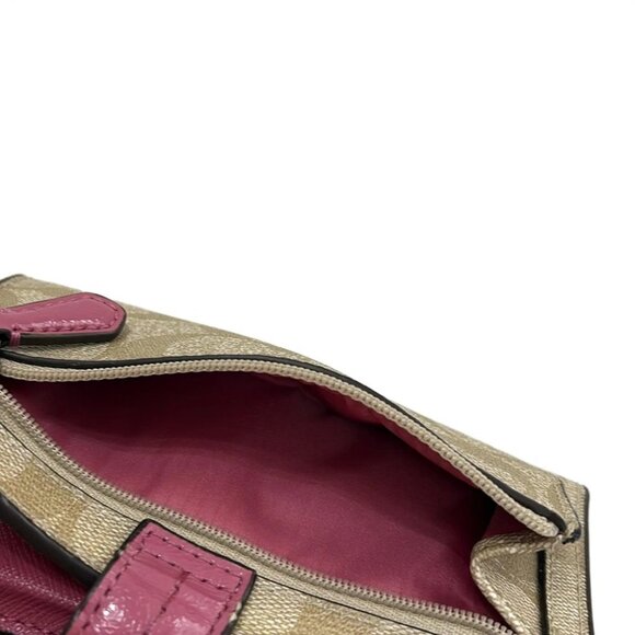 Auth COACH Signature - Beige Gray Beige Pink PVC Leather Bifold Wallet - Picture 4 of 6